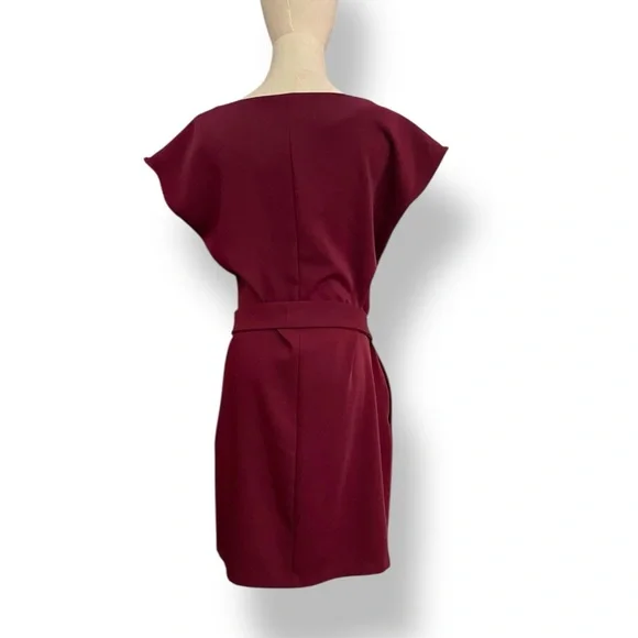 Of Mercer Burgundy Short Sleeve Tie Front Dress Sz M - Picture 5 of 12